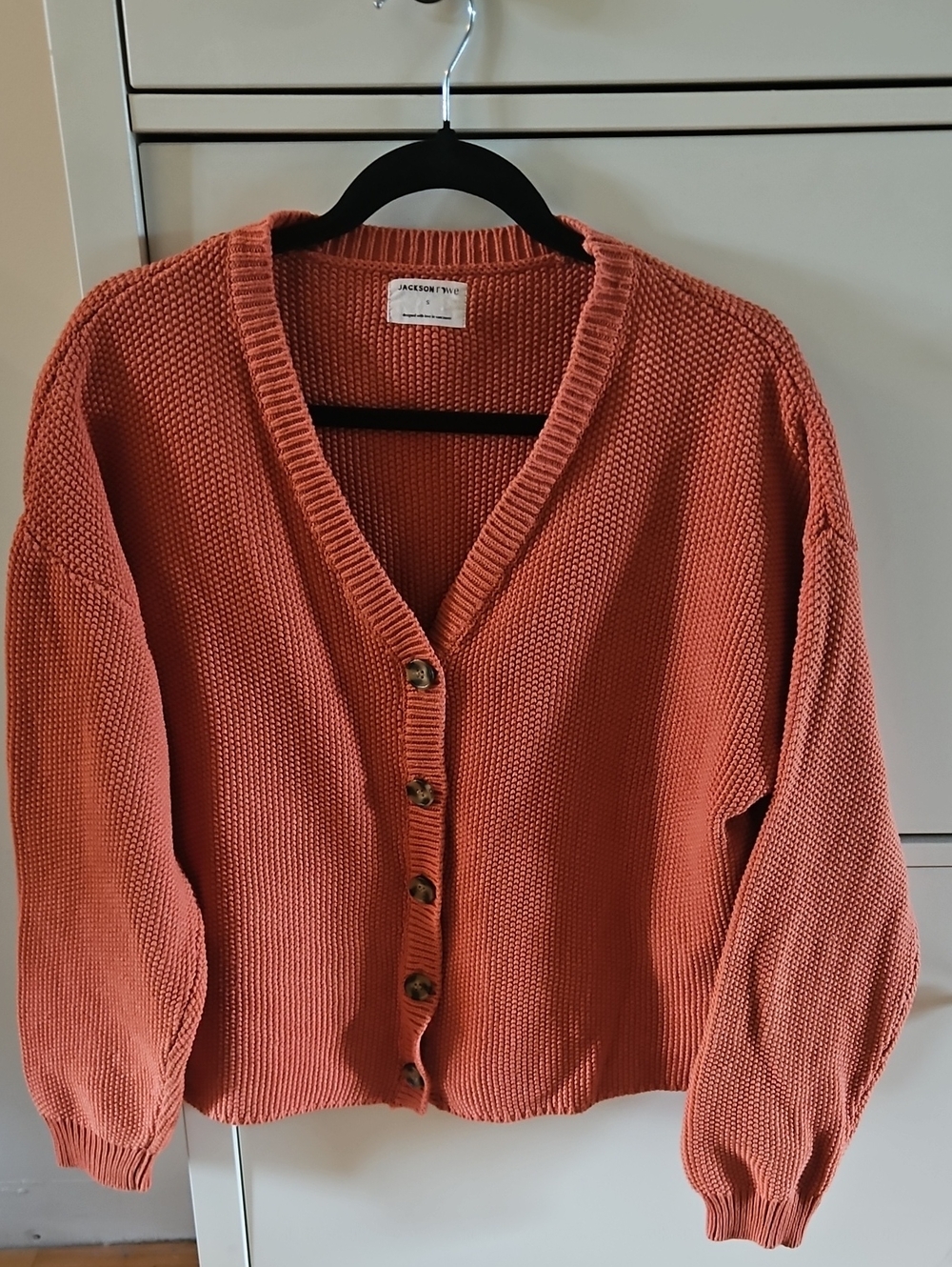 Jackson Rowe Orange Knit Button-Front Cardigan Sweater Size Small